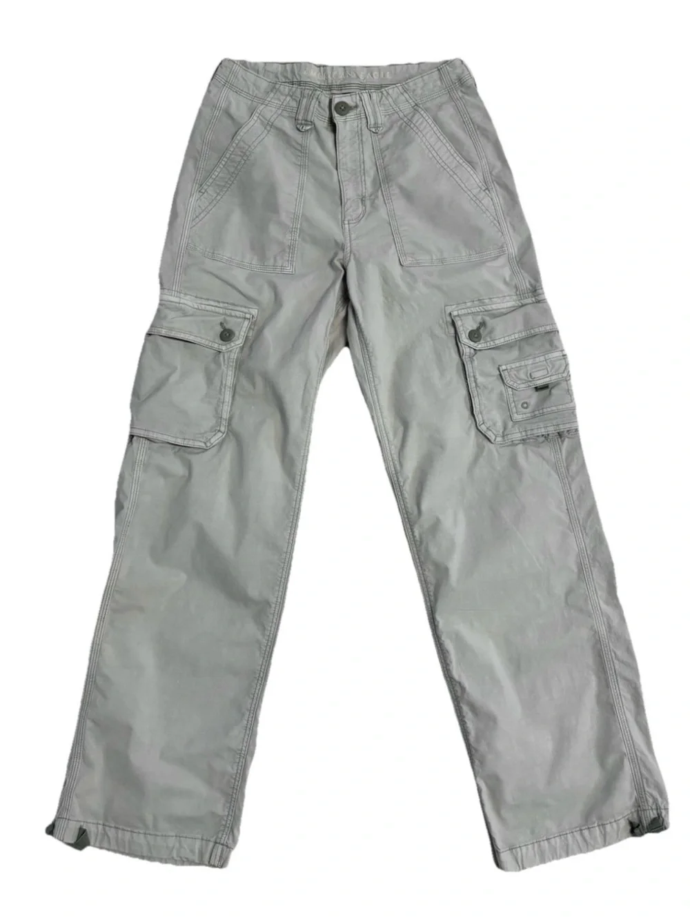 American Eagle Baggy Cargo Pants Green Stretch Utility Size 4 Regular - Picture 2 of 9